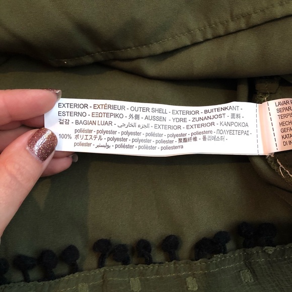 Zara olive Pom Pom Swiss dot vneck mini dress - Picture 7 of 11